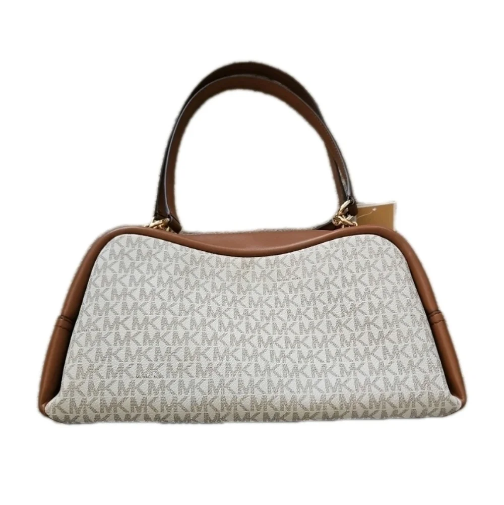 Michael Kors Cecily Medium Signature Logo Shoulder Bag In Vanilla